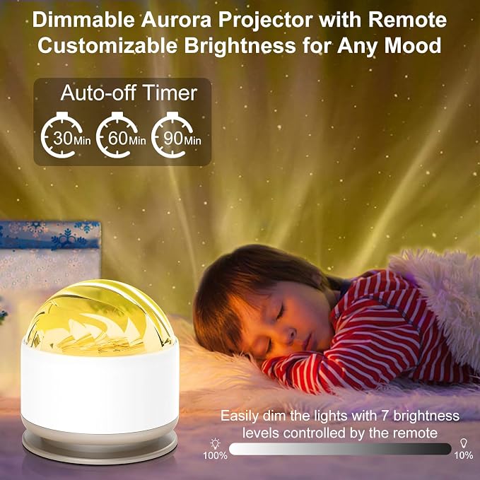 HUMIIEYE Northern Lights Projector, 13 Colors Aurora Night Light Projector for Bedroom, 3 Timers, Remote Galaxy Light Projector, Memory Function Dimmable Mood Lighting for Playroom Kids Teen Girl Gift - Image 3