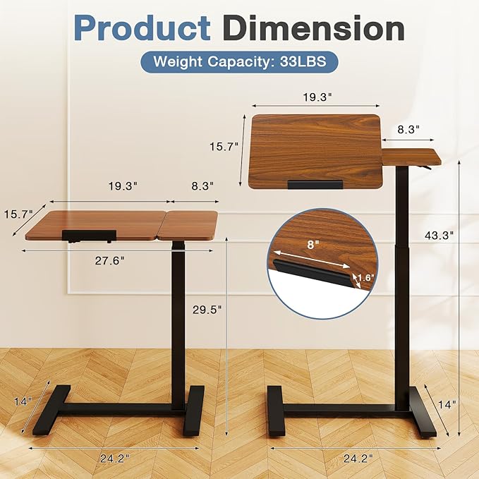 DUMOS Standing Desk with Wheels, Rolling Desk, Laptop Table - Image 5