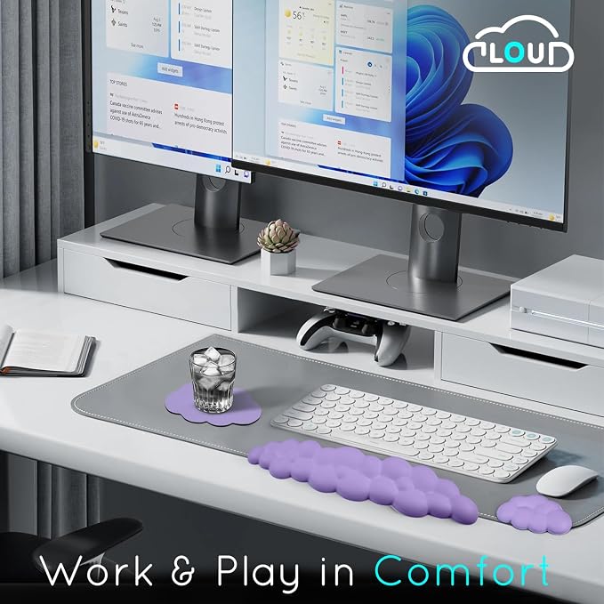 Cloud Wrist Rest for Computer Keyboard Arm Wrist Rest with Non-Slip Base Extended Wrist Rest Ergonomic Memory Foam for Keyboard and Mouse Typing Pain Relief, Office, Gaming, Computer - Image 7