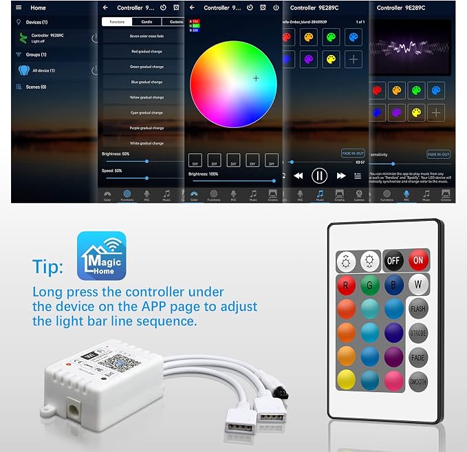 Smart WiFi RGB LED Light Strip Remote Controller, 24 Key Wireless Control - Image 10