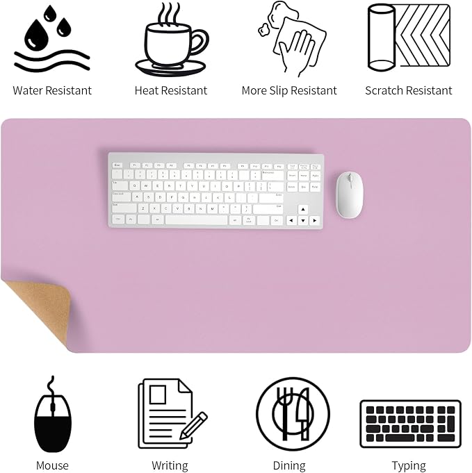 Bloss Purple Desk Mat, Leather Desk Pad, Desk Matt for Desktop, Waterproof Desk Pad Mat, Computer Mat for Office Work/Home/Decor/Desk Protector/Cover(31.5 x 15.7 Inches) - Image 3