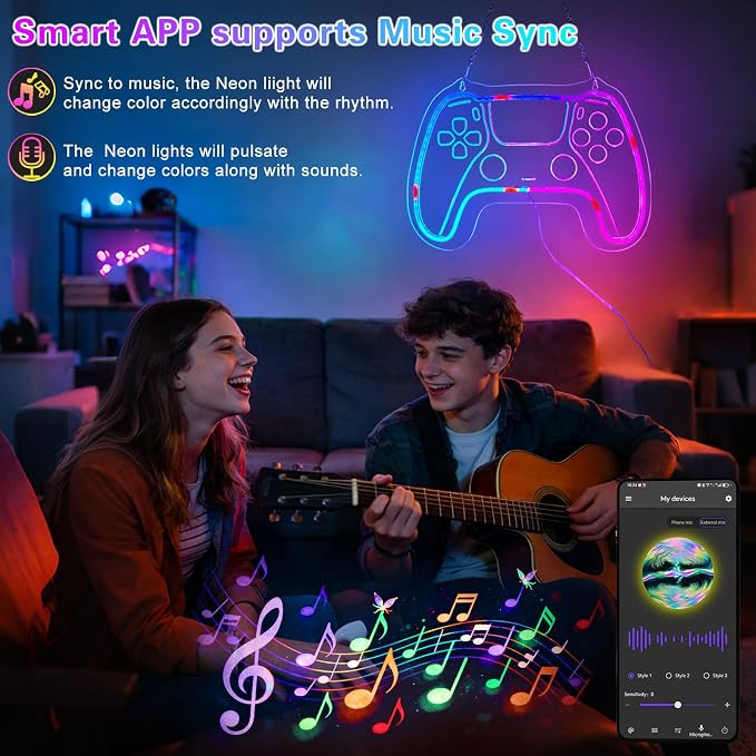 Eeutiwe Gamer Room Decor for Boys, Led Neon Lights for Wall Decor 16.7×11.8 Inch Led Gaming Lights with Remote and App Control Dimmable Gamer Wall Decor as Gamer Gifts for Men - Image 4