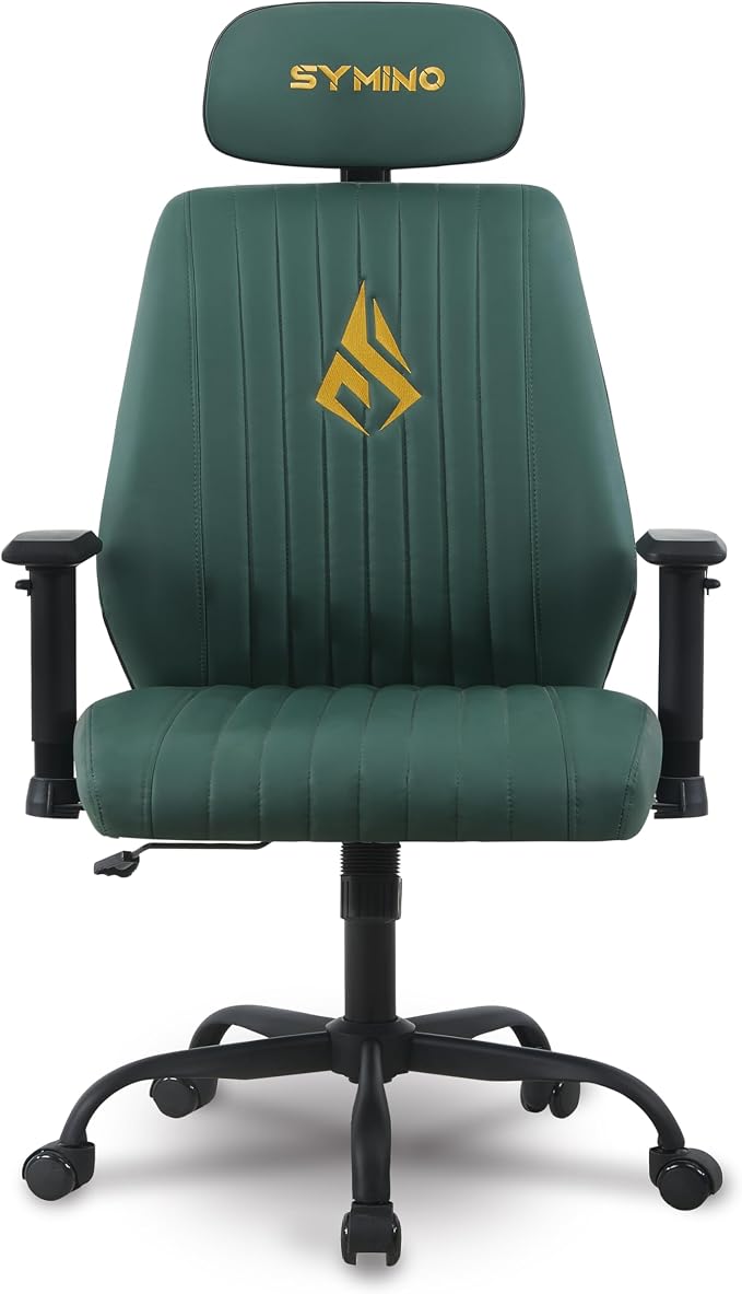 Symino Office Chair Ergonomic with 109° Rocking Function, Premium PU Leather, Integrated Lumbar Support, Adjustable Headrest & Armrests, Swivel Desk Chair by Unknown