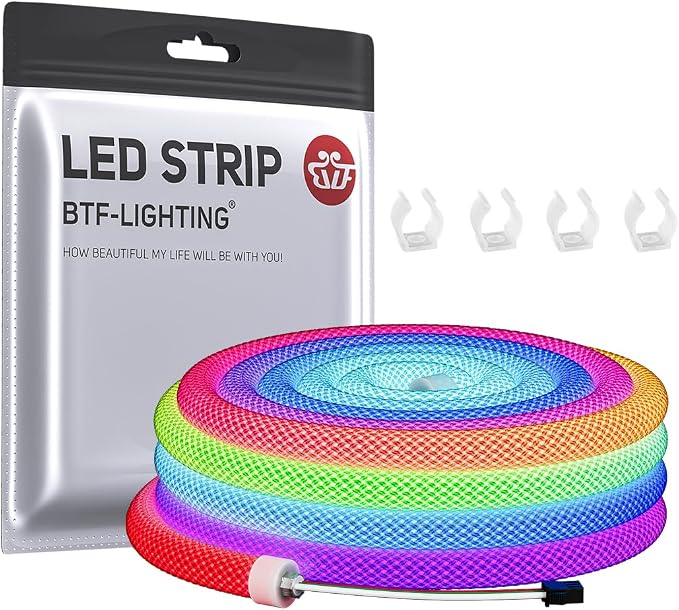 BTF-LIGHTING 6.5FT WS2812B IC RGB Addressable Neon Rope Strip IP67 DC5V by BTF-LIGHTING