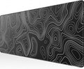 KTRIO Large Gaming Mouse Pad, 31.5 x 11.8 in, Black Topographic, XL | Smooth Micro-Weave Surface, Artistic Pattern Design, Non-Slip Rubber Base, Durable Stitched Edges , Office & Home Use by KTRIO
