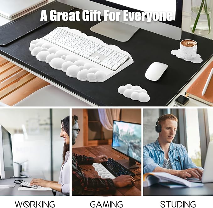 Ergonomic Wrist Rest for Keyboard and Mouse, Cloud Keyboard Stand Pad - Image 8