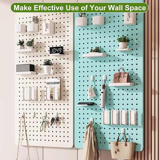 Pegboard, Desk Wall Organizer, Pegboard Stand, Wall Organizer Combination Kit, Wall Mounted Pegboard for Home, Gaming Room, Garage(White,80 * 40cm) - Image 6
