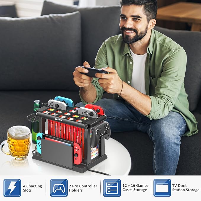 Switch Organizer Station with Controller Charger, Charging Dock for Nintendo Switch & OLED Joycons, Storage for Games, TV Dock, Pro Controller, Accessory Kits - Image 6