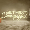 But First Champagne Neon Sign, Warm White LED Neon Light for Wall Decor, USB Powered Bar Neon Sign for Bar, Home Bar, Kitchen, Bachelorette Party, Wonderful Gift for Champagne Lovers and hostesses. by Unknown