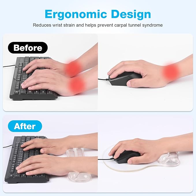 Gel Wrist Rest Mouse Pad Set, Ergonomic Support for Office Gaming - Image 2