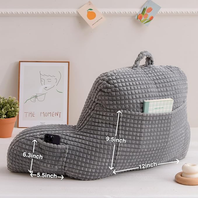 A Nice Night Grey 17" Bed Wedge Reading Pillows with Arms for Sitting - Image 4