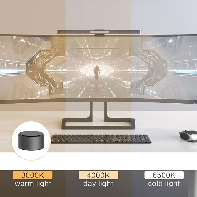 ONWAY Curved Monitor Light Bar with Wireless Remote,Monitor Auto-Dimming and Camera Base,Applicable to All Screens. No Screen Glare,for Home Office - Image 7