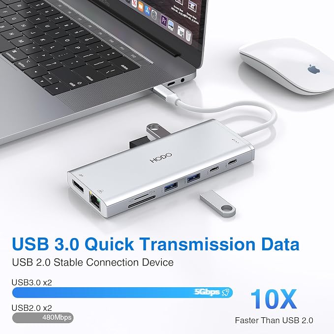 USB C Docking Station Dual Monitor for HP,Laptop Docking Station 3 Monitors - Image 7