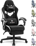 N-GEN GAMING Gaming Chair, Reclining Backrest, Footrest, Fabric, Black | Ergonomic Design with Reclining Backrest, Linkage Armrests and High-Density Foam, Comfy Seating for Computer or Home Office by N-GENGAMING