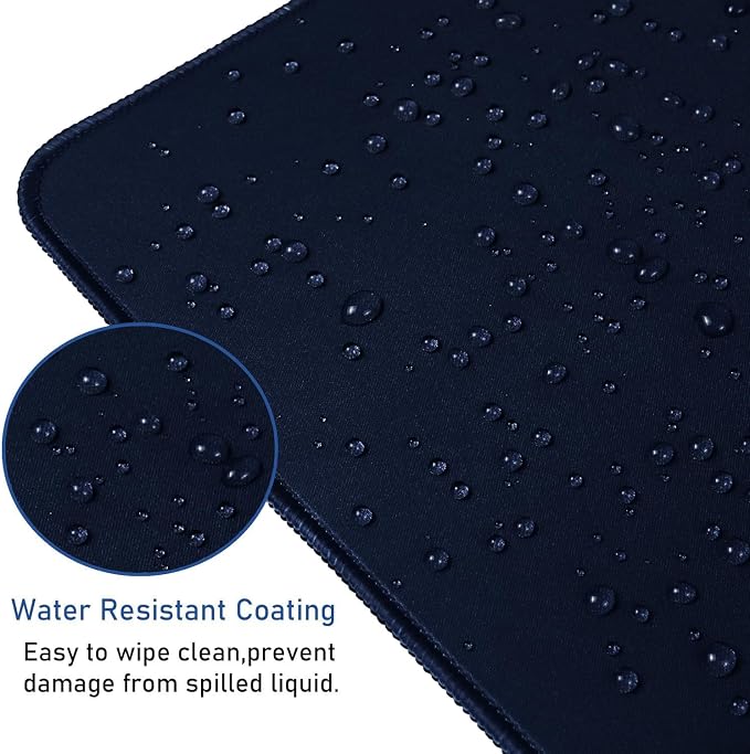 Large Extended Gaming Mouse Pad with Stitched Edges, Durable Non-Slip Natural Rubber Base, Waterproof Computer Keyboard Pad Mat for Esports Pros/Gamer/Desktop/Office/Home - Dark Blue - Image 4