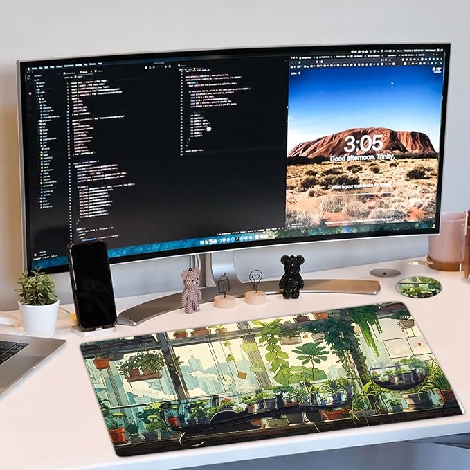 Kawaii Large Mouse Pad, 4 in1 Kawaii Extended Mouse Pad Set Desk Pad Easy Typing for Typing Office Game 35.4 x15.7 in - Cute Cat - Image 7