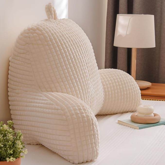 A Nice Night Ivory 18.5" Bed Wedge Reading Pillows with Arms for Sitting - Image 7