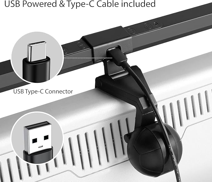 USB LED Lamp for Computer Monitor - Adjustable Brightness & Color Temperature, USB Powered, Matte Graffiti Finish, 40 cm, 5W, Eye-Care, Easy Installation, Perfect for Reading, Laptop, and Study - Image 3
