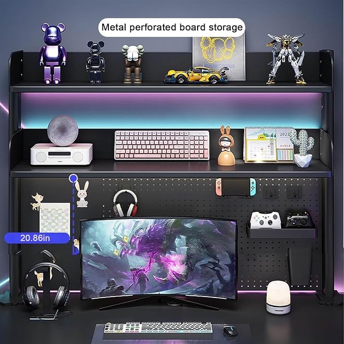 Clamp On Desk Organizer Shelf Privacy Panel for Gaming Desk Desk Extender Pegboard Workstation for Home Desk Organization 23.6/31.5/39.3in Desk Pegboard Includes 20 Accessories Black(60cm/23.6in) - Image 6