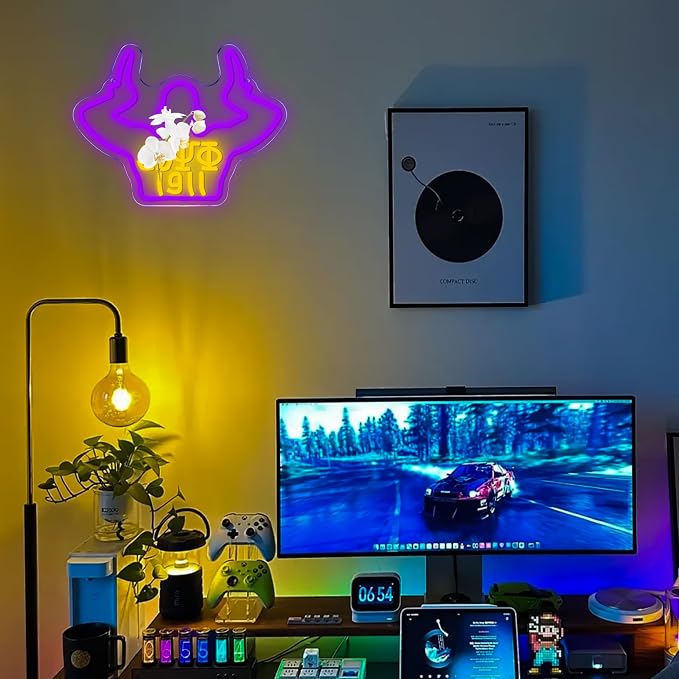Omega Neon Light Sign Dimmable LED Greek Gesture Shape Retro Math Letter Psi Phi Neon Light, Party Bar Game Room Cinema Living Room Decor Festive Omega Birthday Holiday Gifts(15.7 * 11.8in) - Image 6