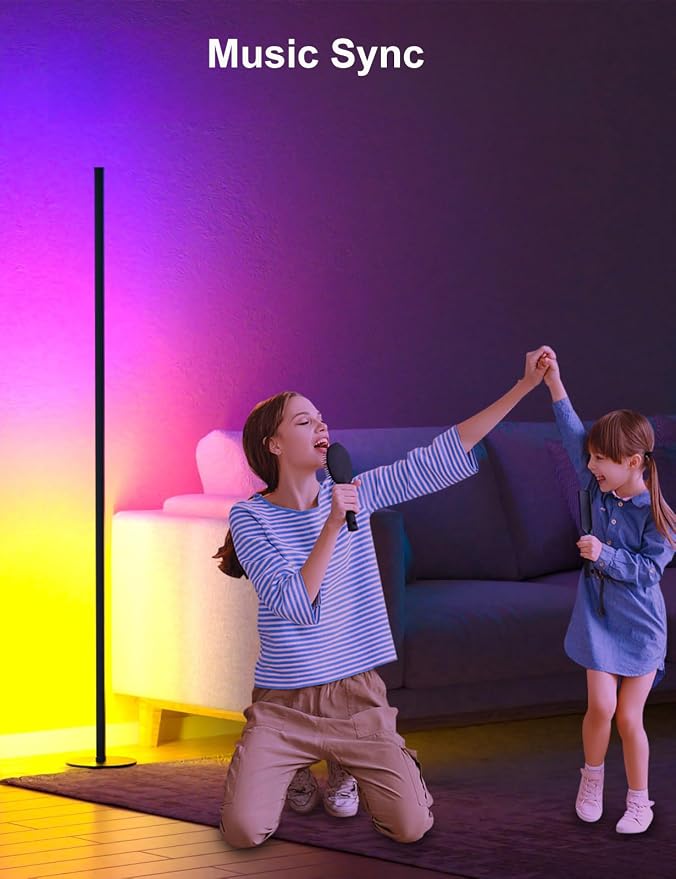Corner Floor Lamp, Upgraded Corner Lamp APP and Remote Control, 16 Million Colors and Warm White, Music Sync, Timing Function, Color Changing Ambient Light for Living Room Bedroom Gaming - Image 4