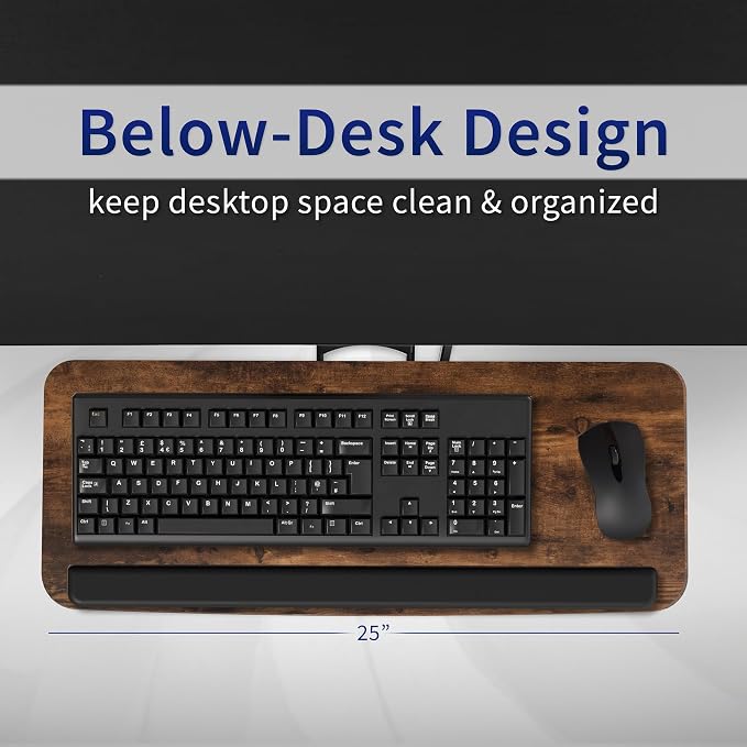 VIVO Vintage Brown Under Desk 25 x 10 inch Keyboard Tray, MOUNT-KB03N - Image 7