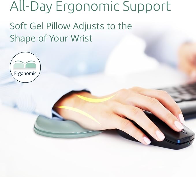 Kensington Mouse Wrist Rest Gel Support Cushion for Mice & Trackballs, Duo Gel Ergonomic Mouse Wrist Support for Pain Relief, Comfortable Non-Skid, Loop Green, 7.4" x 3.27" x 0.7" K62829WW - Image 2