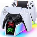 PS5 Controller Charger Station Compatible with DualSense & Edge Controllers, PS5 Charging Station Docking with RGB Light & LED Indicator for PS4 Controller Charger by Unknown