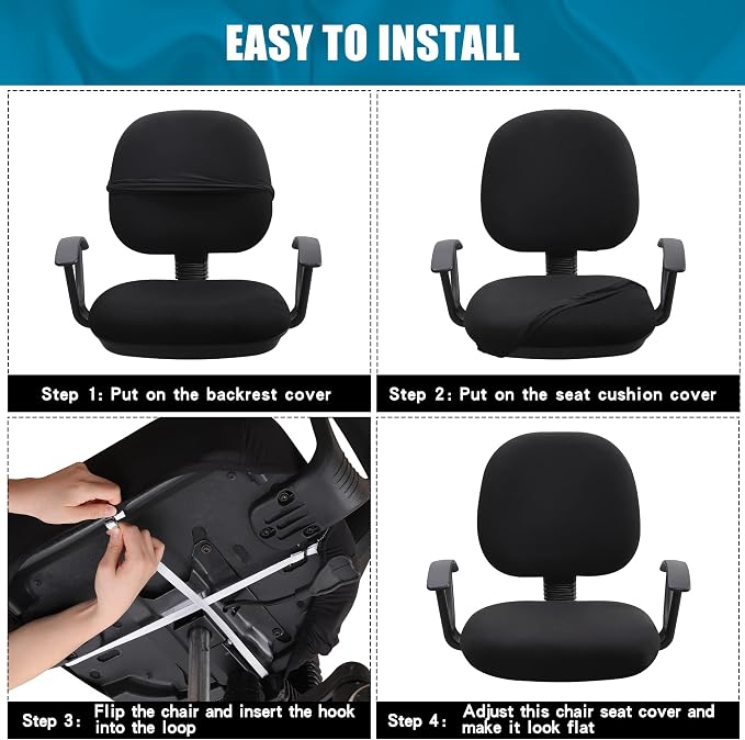 Smiry Stretch Printed Office Computer Desk Chair Covers for Seat & Backrest | Stretch Fit, Soft Fabric Universal Washable Removable, Anti-Dust Rotating Chair Slipcovers Protector - Image 7