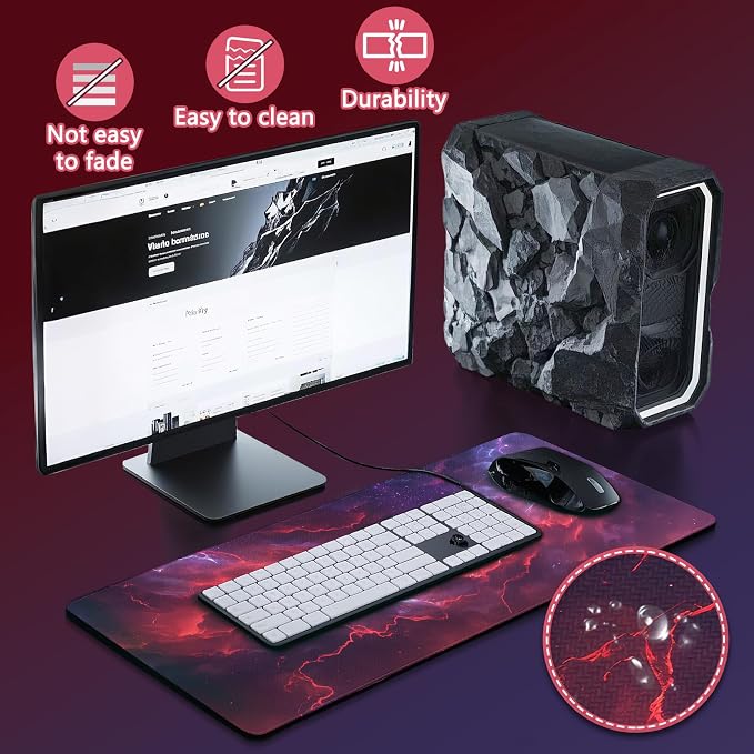 Mouse Pad Gaming - Desk Mat for Keyboard and Mouse - Large Mouse Pads for Desk, Gaming Mousepad with Non-Slip Base, Desks Pad (31.5" X 11.8") for Game, Office and Home - Image 4