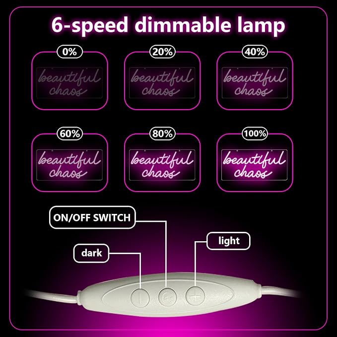 Beautiful Chaos Sign, Beautiful Chaos Led Neon Light Signs for Wall Decor Bedroom Home Bar Birthday Bachelorette Party Café Salon Wall Art Christmas Gift Dimmable USB Powered(16.9" × 7.9") - Image 4
