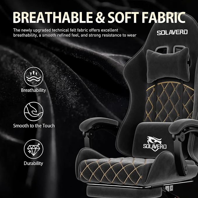 HLDIRECT Massage Recliner Gaming Chair with Footrest for Adults, Black | 300lbs Capacity, Ergonomic Office Computer Chair, Lumbar Support, Breathable Fabric, Headrest, 360° Swivel, Metal Frame - Image 5