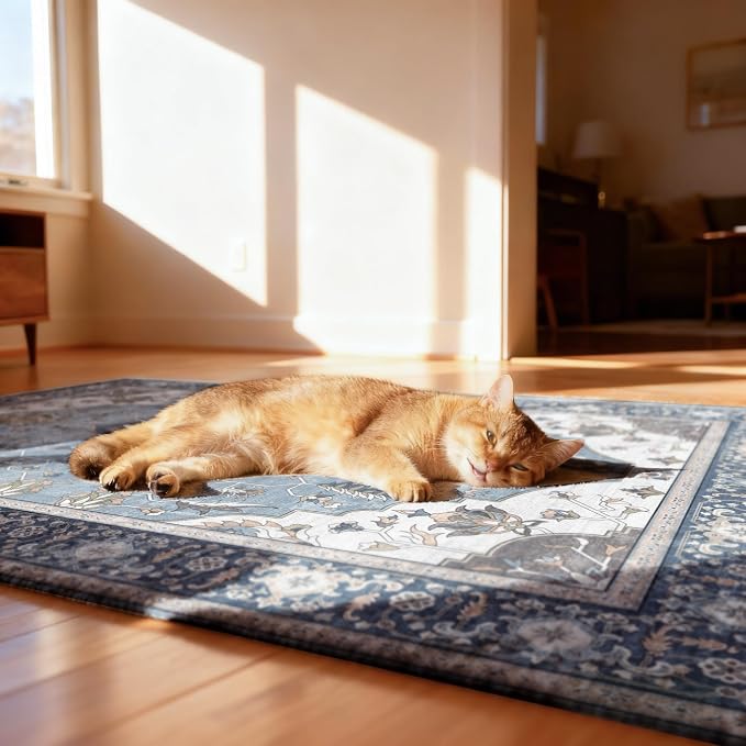 36"x48" Office Chair Mat for Hardwood, Under Desk Chair Mat for Home Office, Anti-Slip Office Rugs for Rolling Chairs, Floor Protector Washable Rugs Blue - Image 8