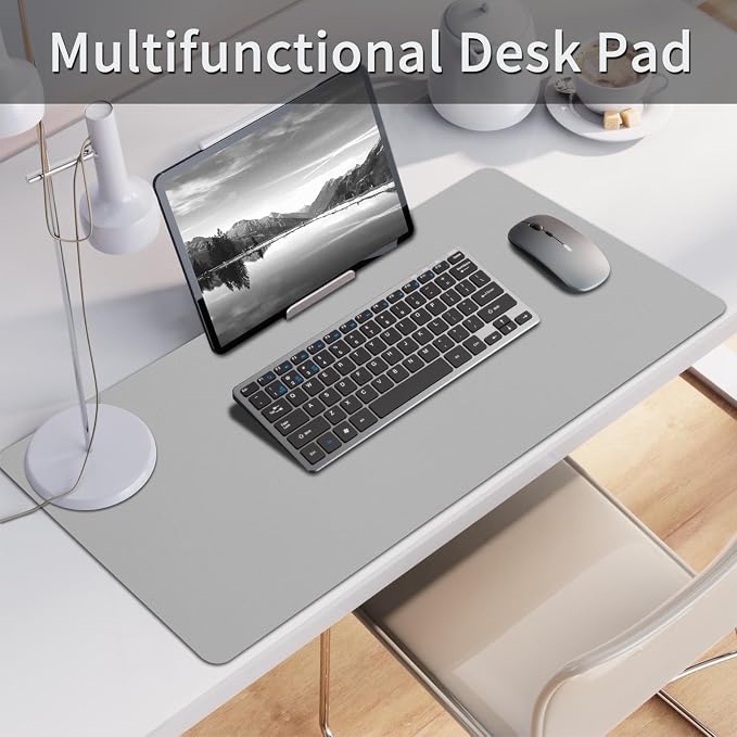 Bloss Large Desk Pad, Grey Desk Mat, Desk Pads on Top of Desks, Computer Mat Non-Slip, Desk Blotter Waterproof, Easy to Clean - Light Grey (31.5 x 15.7 Inches) - Image 2