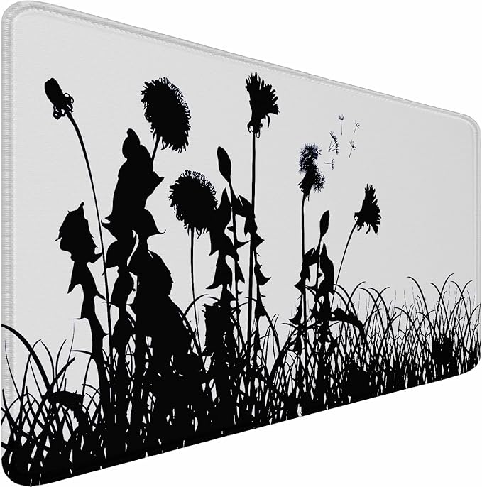 Large Gaming Mouse pad, Waterproof Mousepad with Stitched Edges, Premium Microfiber Cloth Surface, Non-Slip Base Keyboard Desk Mat for Home Office Gaming, Flowers Plants by BOOEUDI