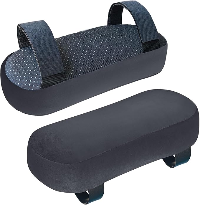 WdFour 2-Pack Non-Slip Armrest Pads for Office & Gaming Chairs - Ergonomic Forearm Support Pillow for Desk, Computer & Wheelchair, Pressure Relief Cushions,Dark Gray by Wdfour