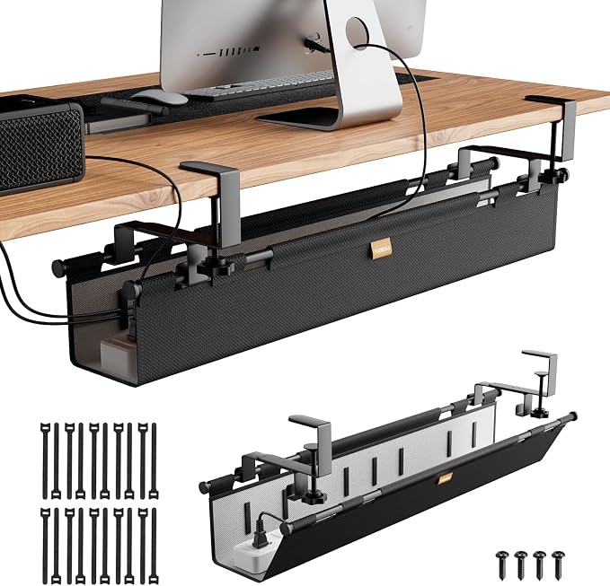 No Drill Thickened Under Desk Cable Management Tray,38.5In,Black by Unknown