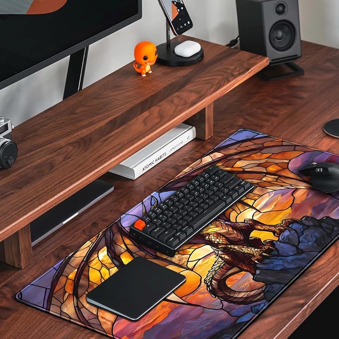 Dragon Desk Mat Large Mouse Pad XXL Extended Gaming, Gamer Gift Play Mat Desk Mousepad with Stitched Edges, Keyboard Mouse Mat for Work Game Office 31.5x15.7 in-Gift for Boyfriend or Son - Image 5