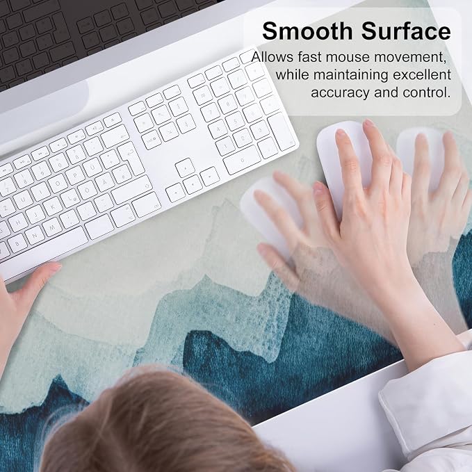 QiyI PU Leather Large Mouse Pad, Office Decor, 31.5" x 15.7", Mountain | Desk Décor Accessories, Extended Size, Waterproof & Easy to Clean, Smooth Surface, Non Slip Desk Organization - Image 5