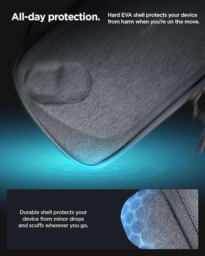 Spigen for Slim Carrying Case Compatible with 2025 ASUS ROG Xbox Ally/Ally X, Slim One-Layer Pouch with Grip Bump, G-Hook and Strap Keeper, Inner Screen Protector, Back Storage Pocket - Charcoal Gray - Image 5