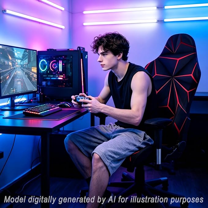 Gaming Chair Covers, 3D Printing Stretch Fit Scratch Resistant | Easy to install, Soft Breathable, Cat Scratch Proof, Washable Gaming Chair Seat Cover with Armrest Cover (No Chairs)(B) - Image 2