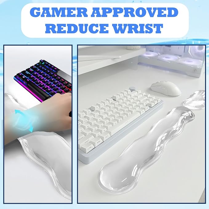 Silicone Gel Keyboard and Mouse Wrist Rest Set, Ergonomic Cool Non-Slip Pad for Typing Pain Relief, Comfort Support for Office Home Computer Laptop, White ﻿ ﻿ - Image 6