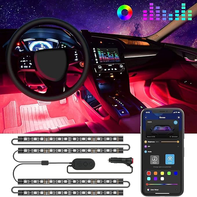 Govee Car LED Lights, RGB Smart Car Interior Lights, App Control by Govee
