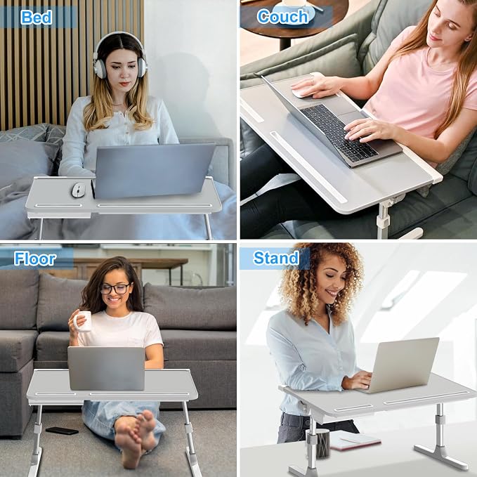 Laptop Desk for Bed, EVETTO X-Large Adjustable Laptop Table, Grey - Image 6