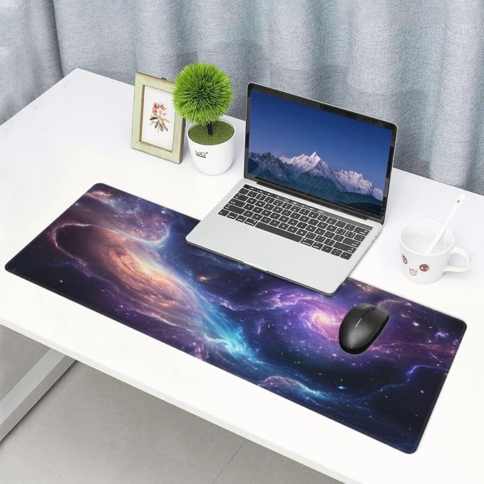 Gaming Mouse Pad Desk Pad,Extended Big Mouse Pad,31.5x11.8 Inch Long Computer Keyboard Mouse Mat Mousepad with 3mm Non-Slip Base and Stitched Edge for Gaming and Office… (Nebula) - Image 8