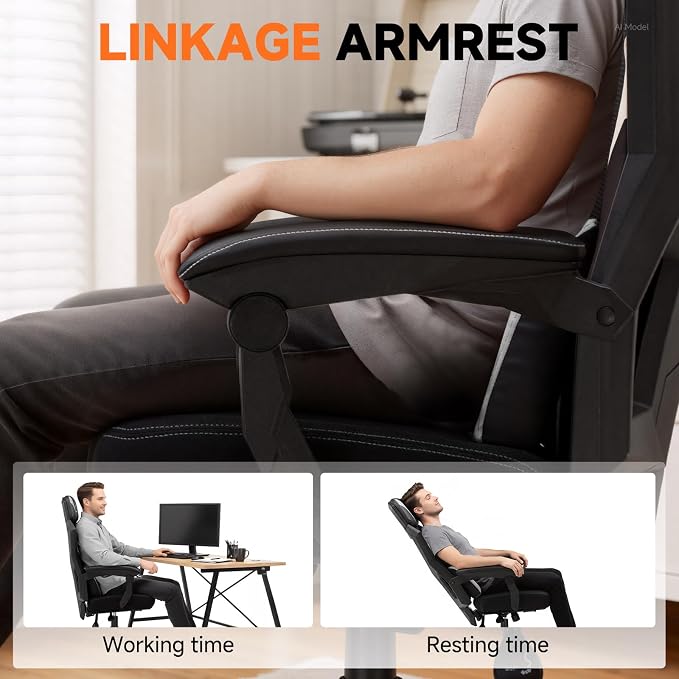 GTPLAYER Computer Chair with Adjustable Footrest, Ergonomic Gaming Chair with Headrest and Lumbar Support, Breathable Mesh Office Chair for Adults, High Back Reclining Desk Chair for Gaming and Office - Image 5
