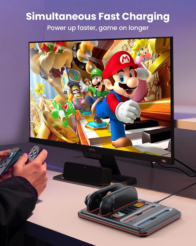 Controller Charger Dock for Nintendo Switch-2: GEEKERA 4 in 1 Portable Dual-Direction Magnetic Charger Staion for JoyCon 2 (2025) Accessories with RGB Light Fast Charging Dock for Party Game Gift - Image 8