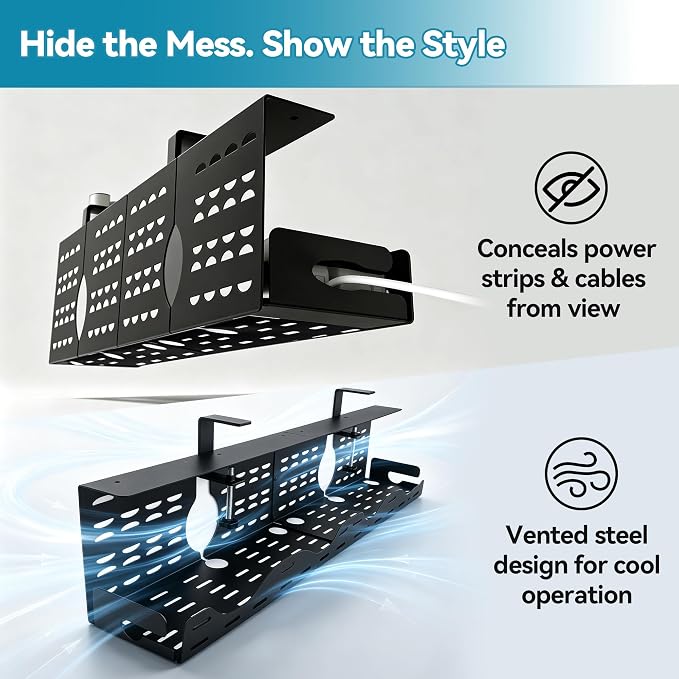 Under Desk Cable Management Tray, Expandable Metal Organizer - Image 7