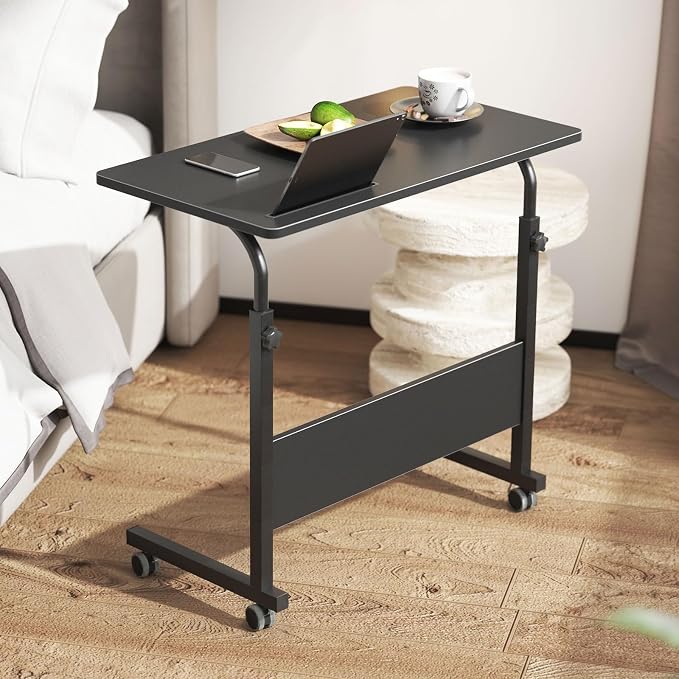 DlandHome 31.5 Inches Rolling Desk with Wheels Adjustable Height, Black - Image 2