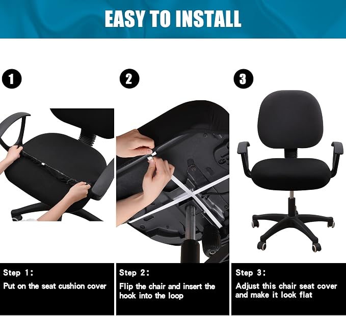 Smiry Stretch Printed Office Computer Desk Chair Seat Covers | Stretch Fit, Soft Fabric Universal Rotating Chair Cover, Washable Removable, Anti-Dust Seat Cushion Protector - Image 7